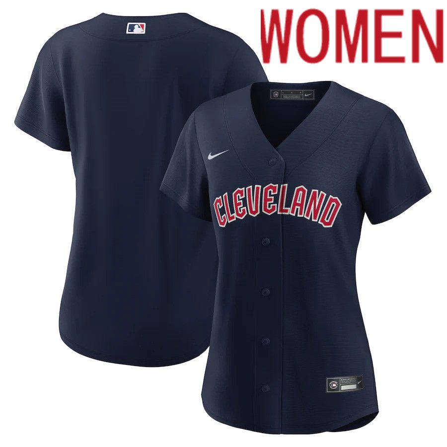 Women Cleveland Guardians Nike Navy Alternate Official Replica MLB Jersey->women mlb jersey->Women Jersey